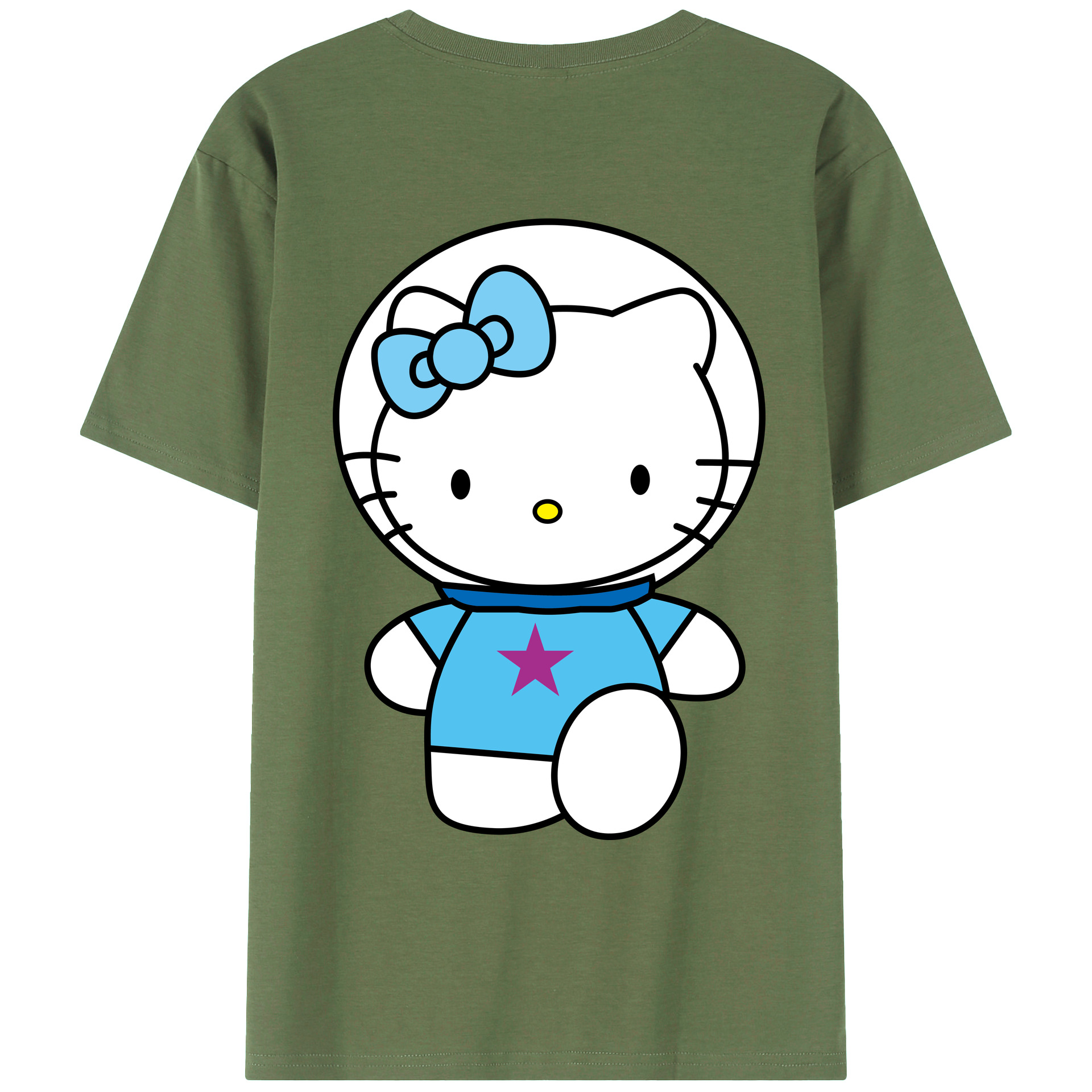 （画像用） Hello Kitty ハローキティ 綿100％ メンズ半袖Tシャツ（バックプリント） 通気性